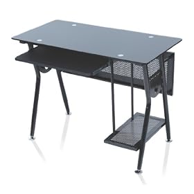 Levv Glass Computer Workstation - Black