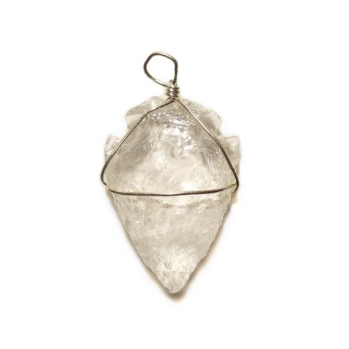 Travel Gear Bag Wire Wrapped Crystal Quartz Gemstone Arrowhead Pendant with Cord Necklace