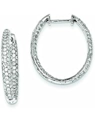 0.9 Carat 14K White Gold Diamond Hinged Hoop Earrings