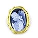 18K White Gold Angel Oval Agate Cameo Pendant - 1