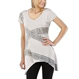 Mossimo® Black: Women's Embellished Tee - Grey Ice - X-Large