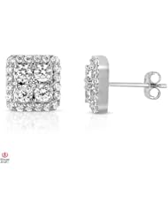 Dreamy1CTTW Diamond Square Studded Earrings 14K White Gold