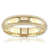 14k Gold 5mm Milgrain Band, Size 10