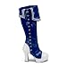 Womens Heeled Boots 4 Sexy Platform Knee Boot Sailor Costume Halloween Accessory Blue