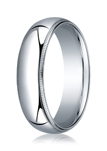 Palladium 6mm Slightly Domed Standard Comfort-Fit Ring with Milgrain (sz 4-15)