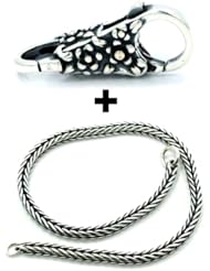 .925 Sterling Silver Snake Chain + Clasp Trollbeads Style Compatible with Pandora Chamilia Troll Beads (Size 7.5")