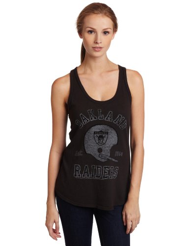 NFL Women's Oakland Raiders Solid Vintage Racerback Tank (Black Wash, X-Large)