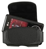Leather Case Pouch (with Belt Clip) for LG A7110/ CE500/ LX570/ MUZIQ/ VX7000/ VX8500/ VX8550 Chocolate (Horizontal, Black)