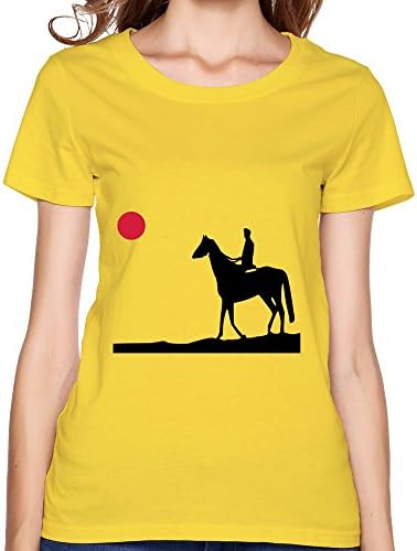 Sun & Horse Riding Vector Customize T Shirts 100%cotton For Woman XXL