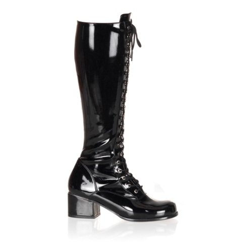 60s Retro Black Lace Front Fancy Dress Boots Size US 11