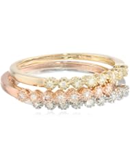 10k Multi-Colored Gold Diamond Stack Ring (1/4 cttw, H-I Color, I3 Clarity), Set of 3
