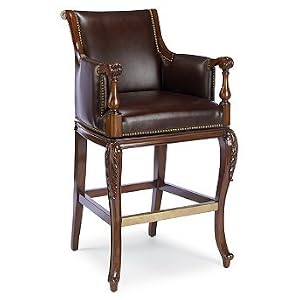 Acanthus Bar Height Bar Stool (30"H seat) - Bark Leather (Quick Ship) - Frontgate