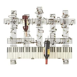 New CBK WINE HOLDER EA 1 MUSICAL DESIGN KEYBORD NOTES HOLDS 6 BOTTLES MULTI FINISH IRON... by 