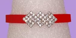 Bracelet - B303 - Crystal Triple Diamond - Designer Inspired - Adjustable Jelly Band ~ Red