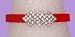 Bracelet - B303 - Crystal Triple Diamond - Designer Inspired - Adjustable Jelly Band ~ Red