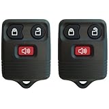 Pair Replacement Three Button Keyless Entry Remotes for Ford Vehicles - Black