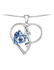 Original Star K (tm) Large 10mm Heart Shaped Simulated Aquamarine Knotted Heart Pendant in .925 Sterling Silver