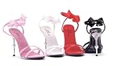 458-Heather, 4.5 Inch Metallic Heel With Removable Bow, by Ellie Shoes