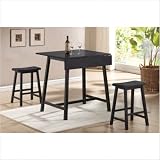 3 pc Drop Leaf Dinnette Set - Black