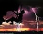 Rock Climber and Lightning Art Poster Print, 20x16