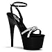 Pleaser High Heel Plateau Mules Sandalette ADORE-738 Schwarz Satin Strass, Größe F:8 US / 38