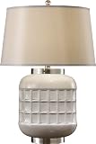 Murray Feiss 9772CPY Addie Table Lamp, Crackled Putty Finish with Grey Mauve Shantung Fabric Shade
