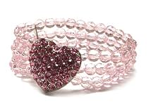 CRYSTAL HEART GLASS PINK BEADS BRACELET