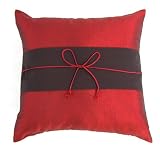 Review AsiaEXP  / Handmade Cushion Cover / Pillow Sham In Silky Ruby Red With Black Band And Coconut Buttons