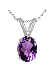 1.20Ct Oval Amethyst Pendant in Sterling Silver Gold