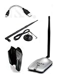 Alfa AWUS051NH 500mW High Gain 802.11a/b/g/n high power Wireless USB A / B / G / N Wireless WiFi Network adapter With a 5dBi and 9dBi magnetic base Rubber Antenna, Mini bendable Flex cable and Suction cup / Clip Window Mount - High speed Up to 300 Mbps - With Hot Swap Support