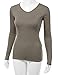 Doublju Women Long Sleeve V neck Slim Simple Basic T-shirt