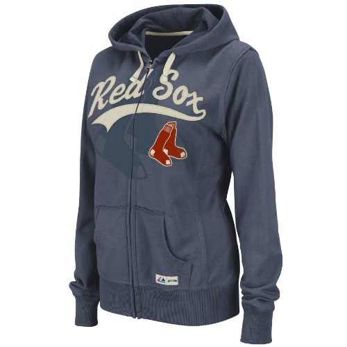 MLB Boston Red Sox Long Sleeve Full Zip French Terry Hoodie (Vintage Navy/Scoured Natural, X-Large)