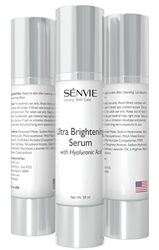 Skin Brightening Serum with Hyaluronic Acid & Vitamin C Serum - Natural Skin Whitening Cream - Lightening Complexion Treatment Works on Dark, Sun and Age Spots.