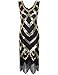 PrettyGuide Women's 1920's Vintage Beads Sequin Crisscross Fringe Hem Flapper Dress L Gold