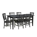7 Pc Arts and Crafts Dining Table with Leaf and 6 Chairs