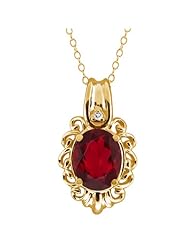2.52 Ct Oval Ruby Red Mystic Quartz and White Topaz 18k Yellow Gold Pendant
