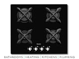 Baumatic 60cm 4 Burner Gas on Glass Hob Black Glass