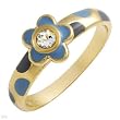 Beautiful Ring With Genuine Aquamarine Crafted in Two tone Enamel and Yellow Gold - Certificate Available.