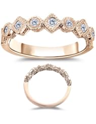 0.30 Cts Diamond Filigree Stack Band in 14K Pink Gold