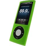 iGadgitz GREEN Silicone Skin Case Cover for Apple iPod Nano 5th Generation 5G (with Video Camera) 8GB & 16GB + Screen Protector & Lanyard
