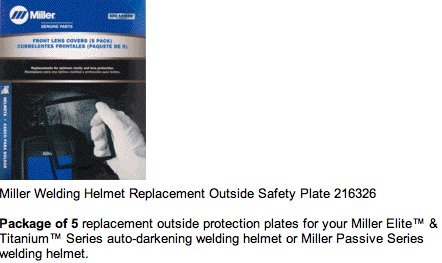 MILLER 216326 FRONT COVER LENS for ELITE SERIES - QTY 5