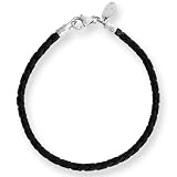 7.5 inch Artisan Black Leather, Braided Bracelet for Reflections, Expression, Kera, Pandora and SilveRado Charms