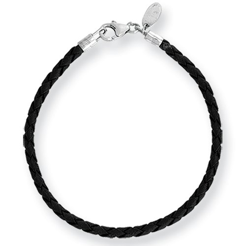 41VAyGK6GVL 7 inch Artisan Black Leather, Braided Bracelet for Reflections, Expression, Kera, Pandora and SilveRado Charms