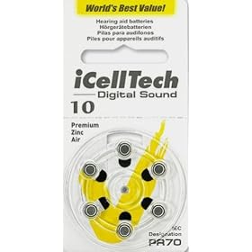 10 Packs (60 Batteries) I Cell Tech Size 10 Hearing Aid Batteries! 60 Batteries