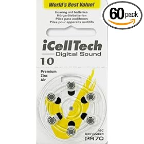iCell Tech Size 10 Hearing Aid Batteries (60 batteries)