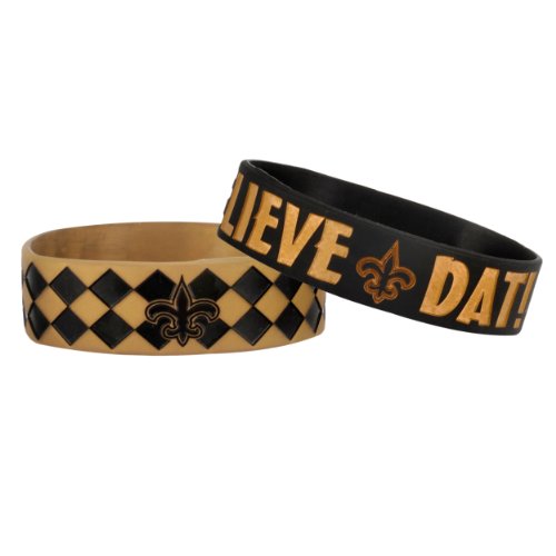 Forever Collectibles NFL New Orleans Saints Bulky Bandz Bracelet 2-Pack