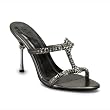 4 Inch Women's Sexy High Heel Sandals Shoes Two-Band T-Strap Slide Rhinestones Silver or Pewter