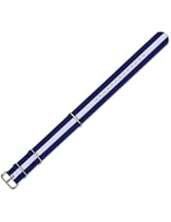 NATO Ballistic Nylon Watch Band - Navy with White stripe - 18mm