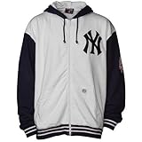 New York Yankees White Felt Applique Full Zip Hoody Sweatshirt