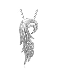 1/5 Carat Angel Feather Diamond Pendant Necklace in Sterling Silver (GH, I1-I2, 0.19 carat)-Also Available in Black and White Version-ASIN B00H11LO56